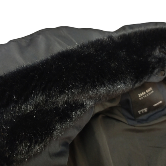 Zara Black Puffer Jacket with Fur Hood - Picture 9 of 11